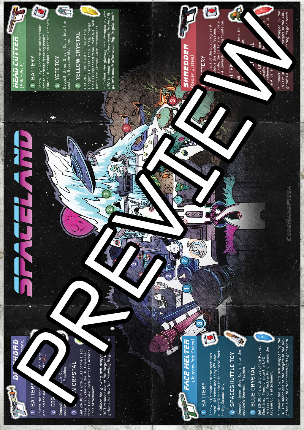 Code Name Piza *Spaceland Theme Park Map Poster – CodeNamePizza