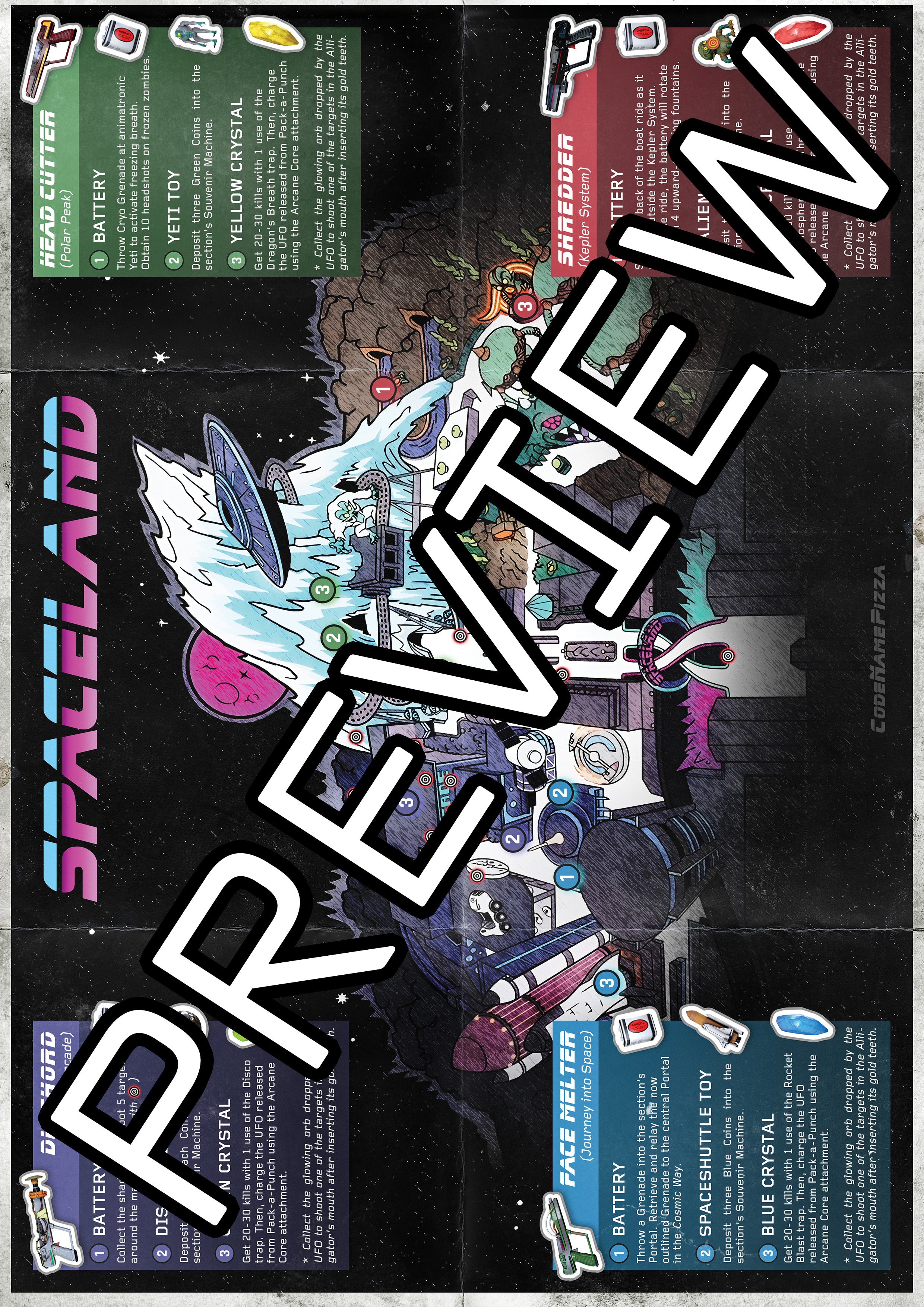 *Spaceland Theme Park Map Poster