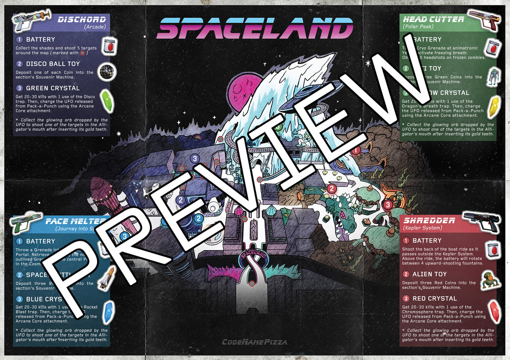 *Spaceland Theme Park Map Poster